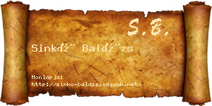 Sinkó Balázs névjegykártya